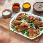 side-close-up-view-chicken-chicken-with-herbs-lavash-bowls-sauce-colorful-spices